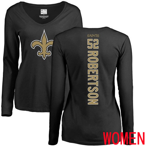 New Orleans Saints Black Women Craig Robertson Backer Slim Fit NFL Football #52 Long Sleeve T Shirt
